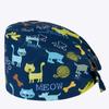 new Cotton Section for Man and woman Scrubs Caps Hospital Medical Hats Black Printing Elastic Tieback Design and Pet Medical Hat