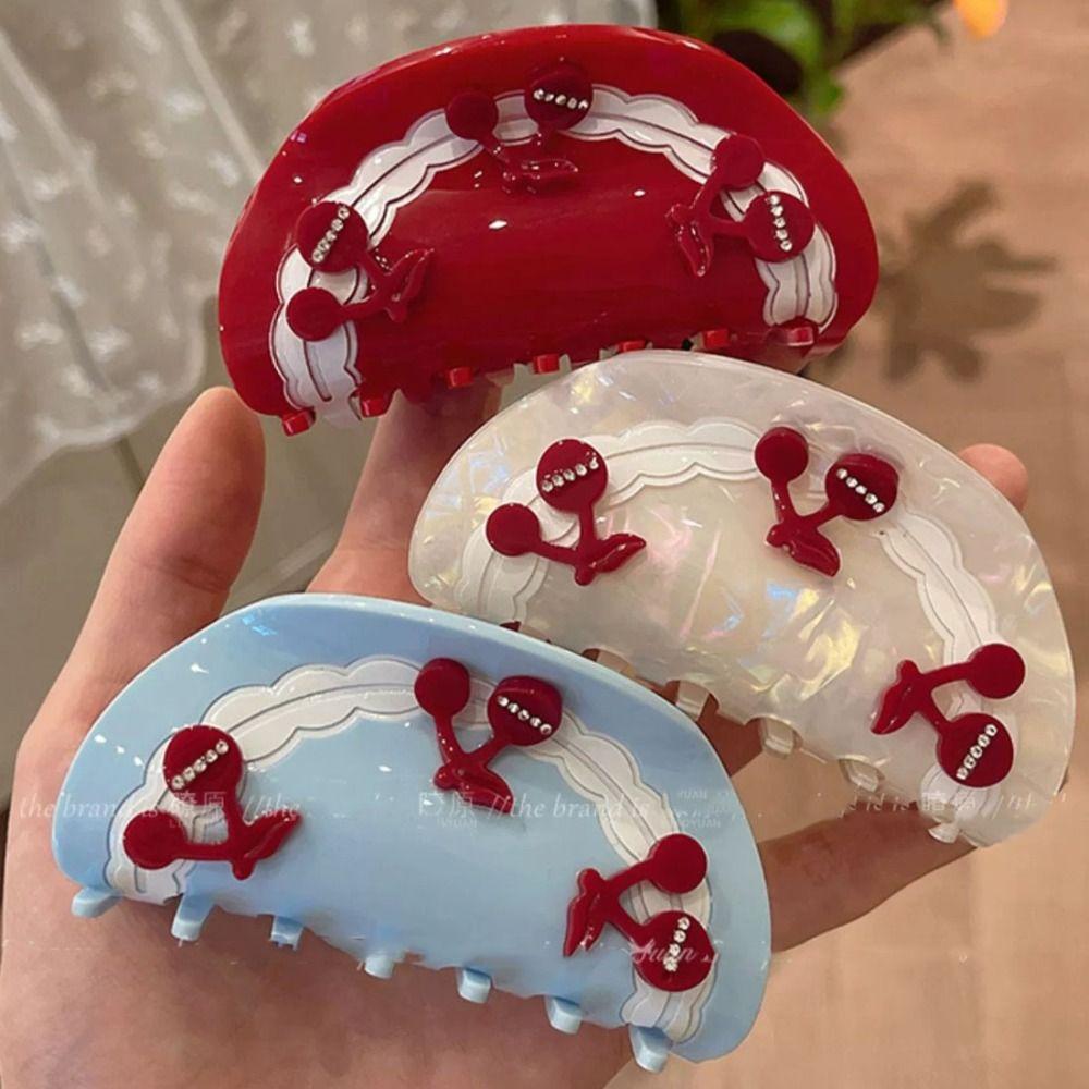 Acetate Acetic Acid Hair Claw Korean Style Geometry Hair Crab Clip Cherry Shark Clip  Headwear