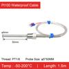 Stainless Steel Threaded Pt100 Temperature Sensor Probe Waterproof High‑Temp RTD (-50°C- 420°C) Industrial Armor Cable 3‑Wire