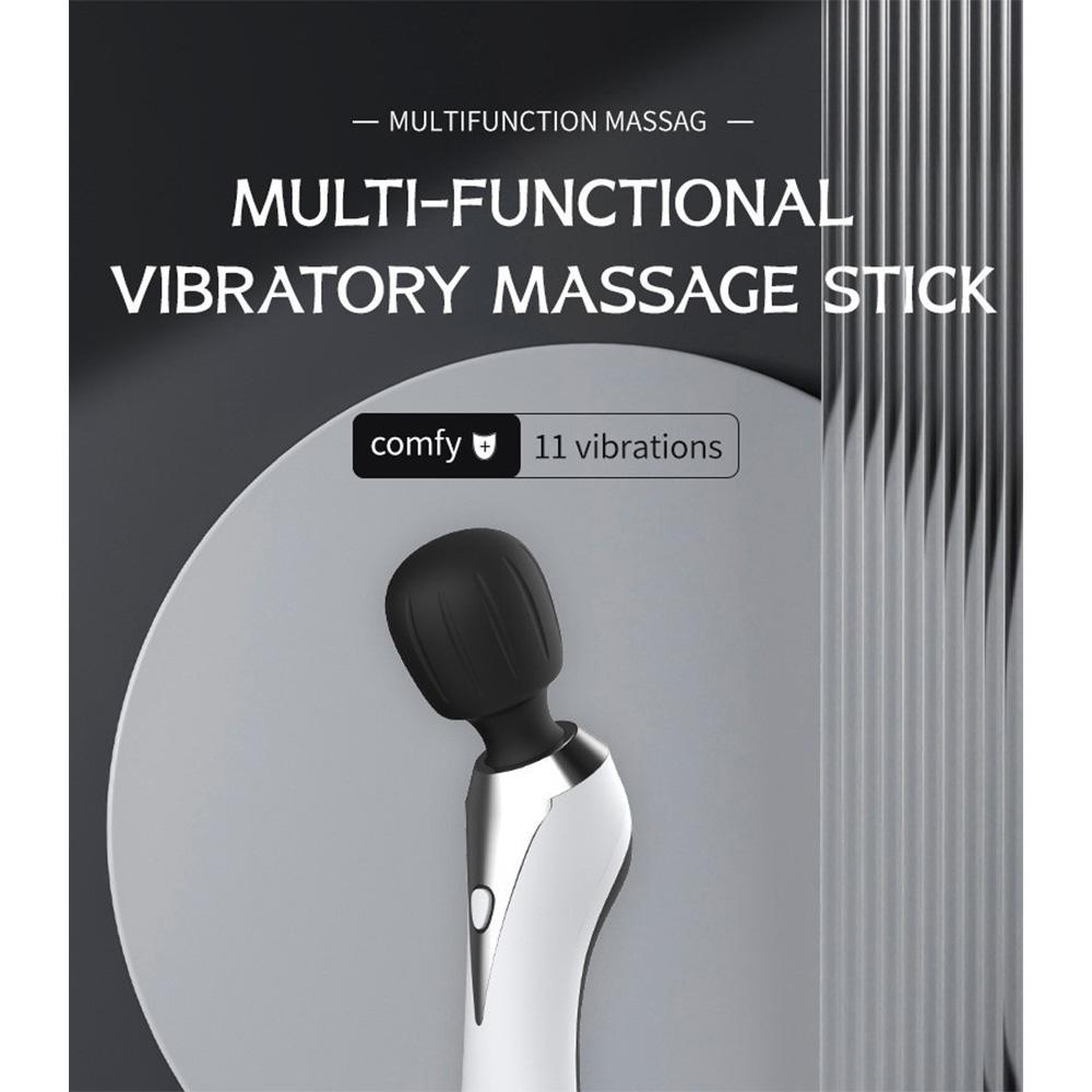 High Frequency Vibration Massage Stick 11 Modes Deep Tissue Rechargeable USB Fast Charge IPX7 Waterproof Portable Silicone Heads