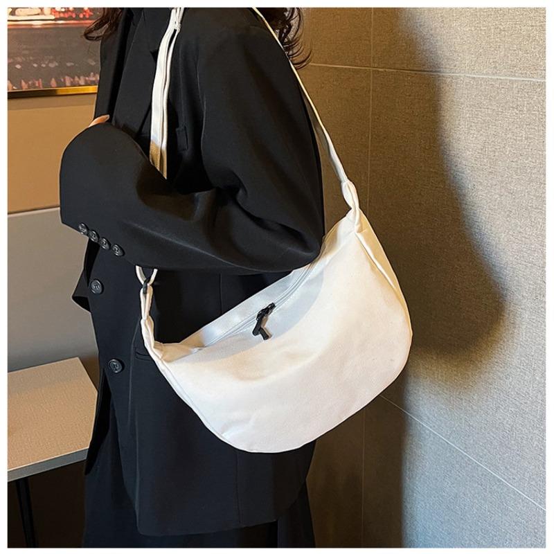 Canvas Bag Women New Korean Style Minimalist Student Instagram Hong Kong Style Shoulder Crossbody Bag Messenger Bag