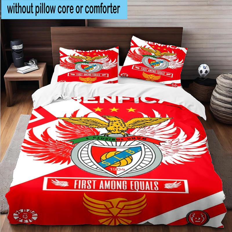 Set Biancheria da Letto Stampato 3 Pezzi Club di Calcio Benfica Chiusura Copripiumino Include 1 Copripiumino & 2 Federe Set Biancheria da Letto Decorazioni per la Casa Regali