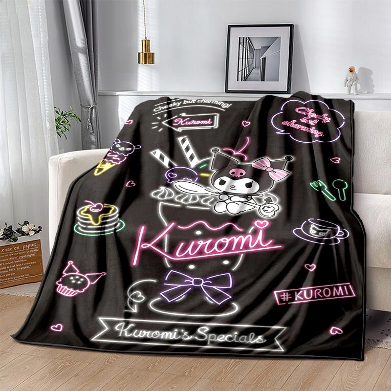 1pc Cheeky But Charming Kuromi Design Blanket, Cartoon Throw Blanket for Home Decor, Gift Idea for Family and Friend, Living Room, Travel, Camping, Ca