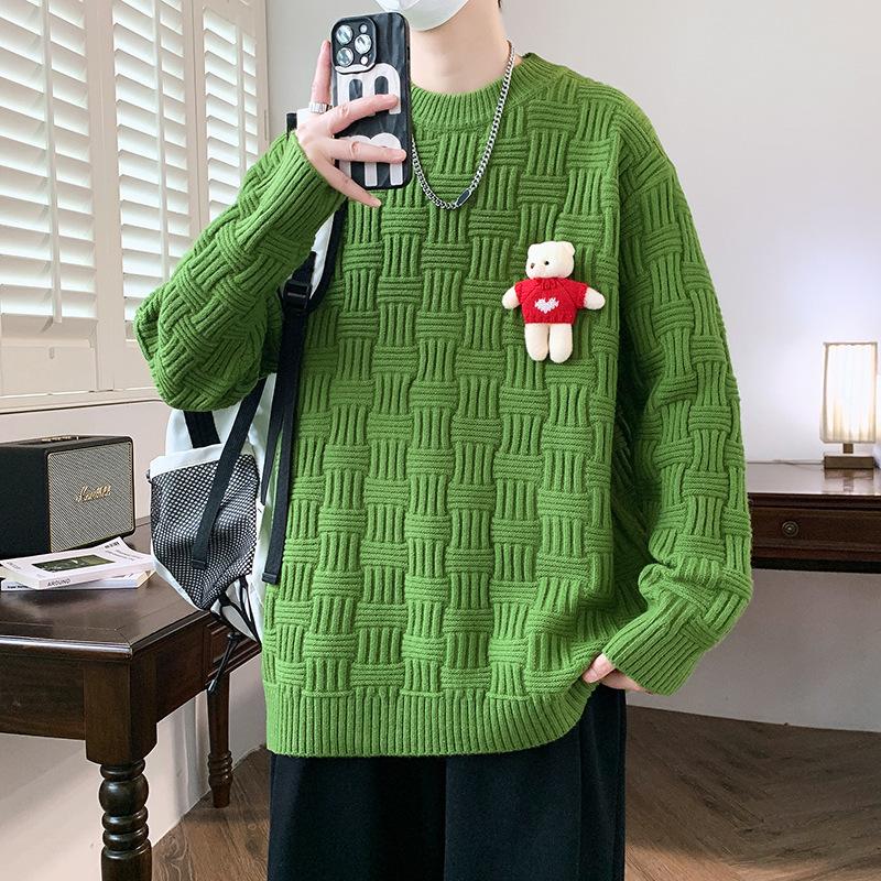 

Горячая распродажа, новый осенне-зимний повседневный свитер с круглым вырезом, вязаный свитер, большой размер, свободный свитер 190 зелёный