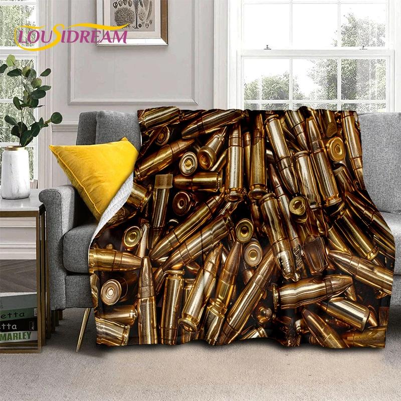 29 Style Retro Guns Pistol Ammunition Bullet Cartridge AK M4 Soft Flannel Blankets,Throw Blanket for Picnic Beds Sofa Bedroom