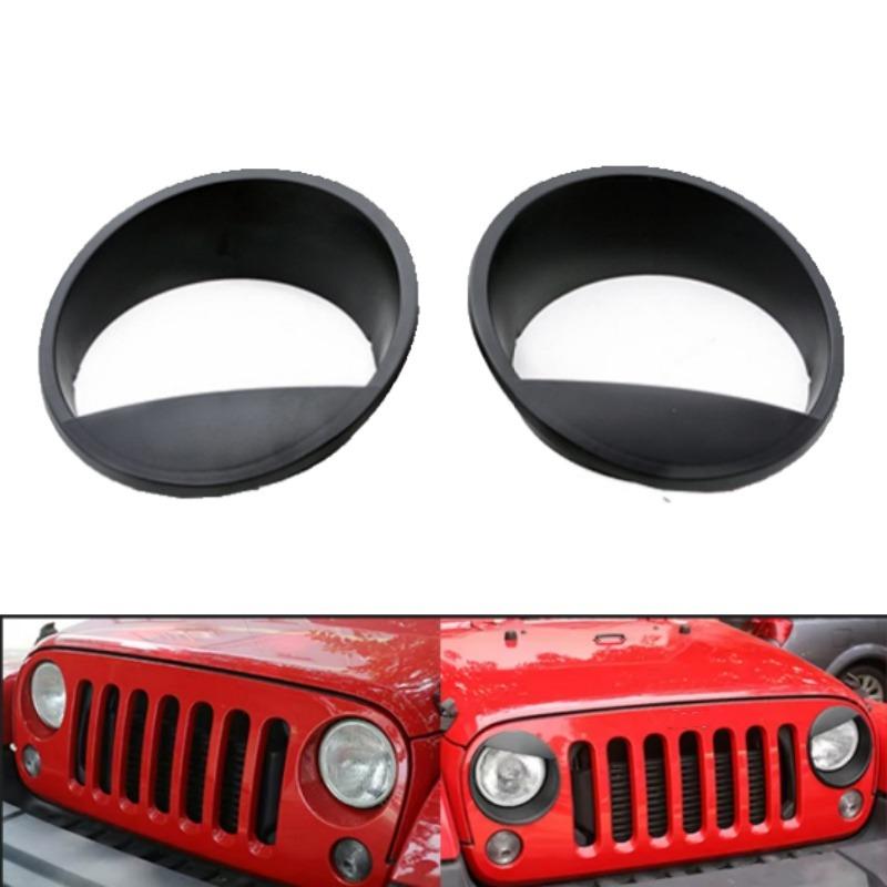 Car Front Headlight Trim Cover ABS Head Lights Lamps Frame Decorative Ring Trim for Jeep Wrangler JK 2007-2017