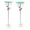 Bird Bath Feeder with Stake Height Adjustable Vintage Metal Cold Proof Standing Birdbath Birdfeeder for Garden Terrace