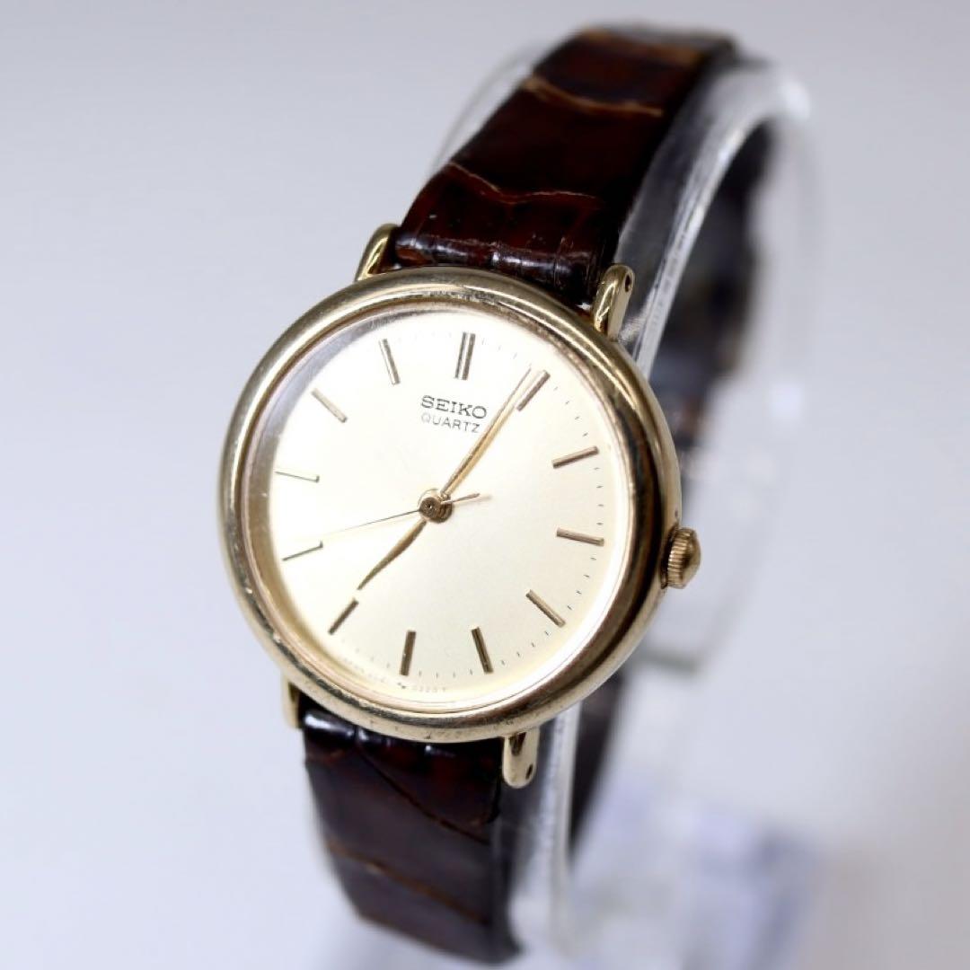 

[USED] Seiko Quartz Watch, Gold/Brown Leather, Women s