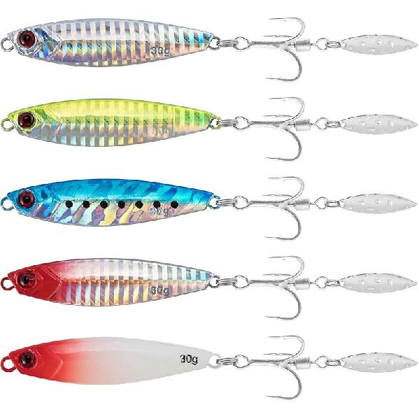 Dr.Fish 5 шт. Металлические джиг-ложки Приманки для морской рыбалки Спиннинговые приманки Заброс Вертикальные Алмазные джиги Пресноводный окунь Полосатый окунь Макрель Палтус 1/4oz-Hook 10#