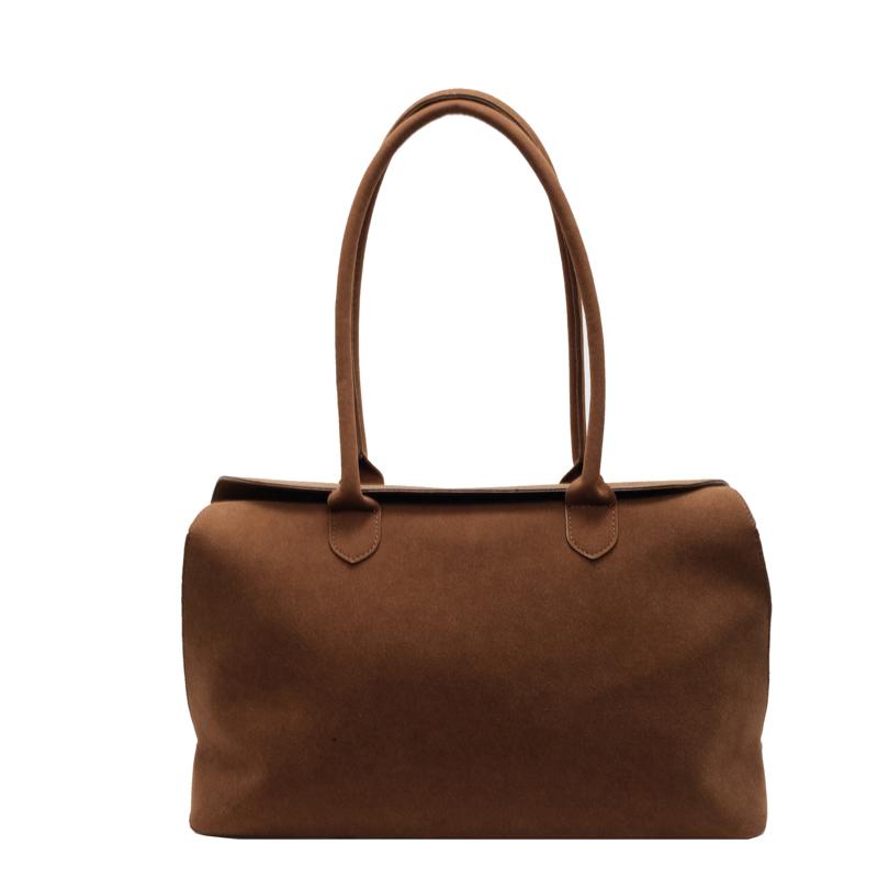 Classic Faux Suede Handbags Women England Style Elegant Shoulder Bags Big Solid Designer Casual Totes Lady Retro Female Packages