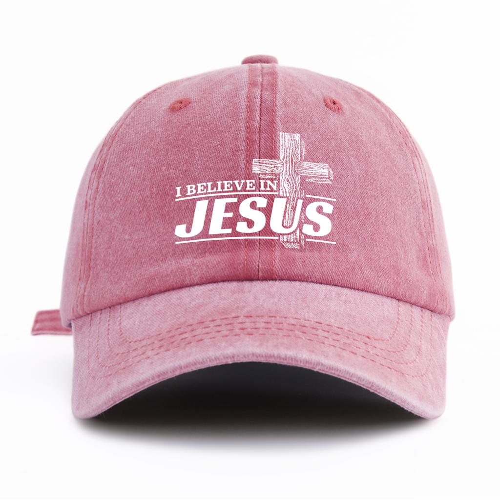 Pc JESUS Print Washed Baseball Cap for Adults  Minimalist Retro Style Casual Soft Adjustable Dad Hat Perfect As Gift