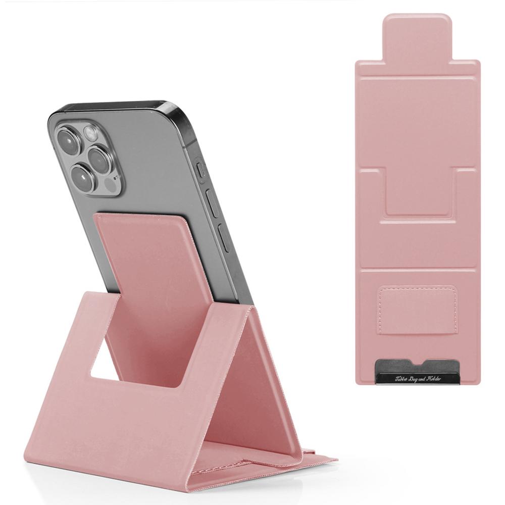 

Ultra-Thin Foldable Cell Phone Holder PU Leather Phone Desktop Stand Rose Gold