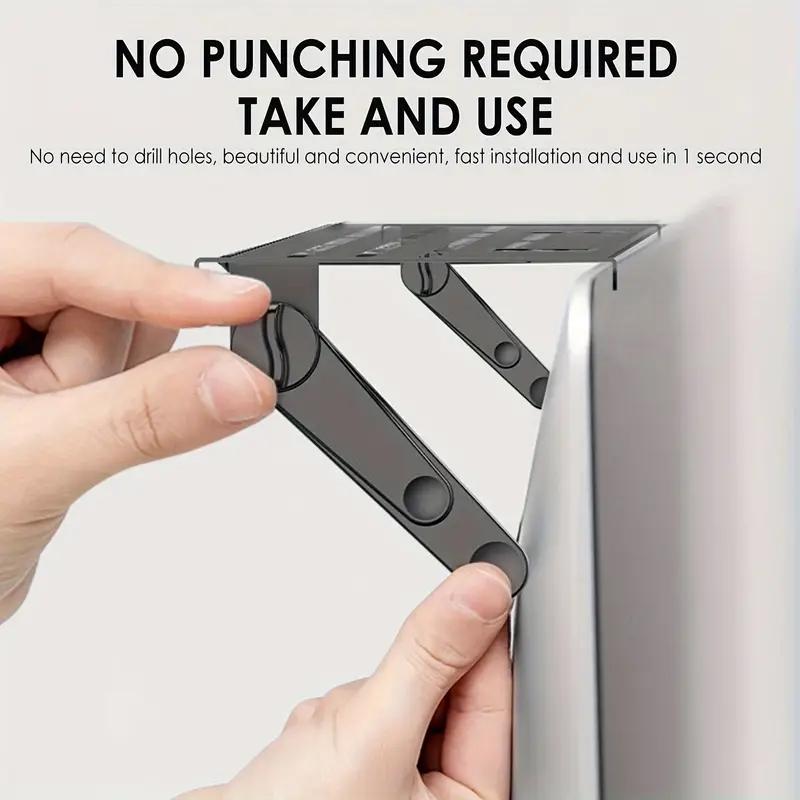 No-Drill Tv Top Storage Rack for Living Room, Desk Monitor Stand, Metal Hanging Shelf for Router Set-Top Box Decor