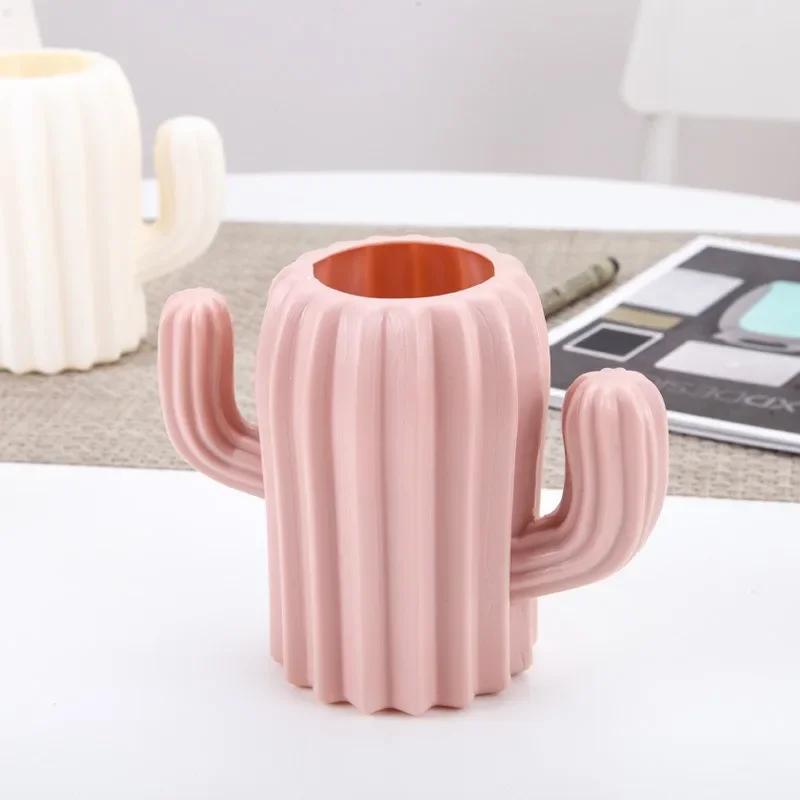 Creative Student Pen Holder Stationery Desktop Cactus Desk Multifunction Storage Box PE Pen Container Brush Pot Office Supplies
