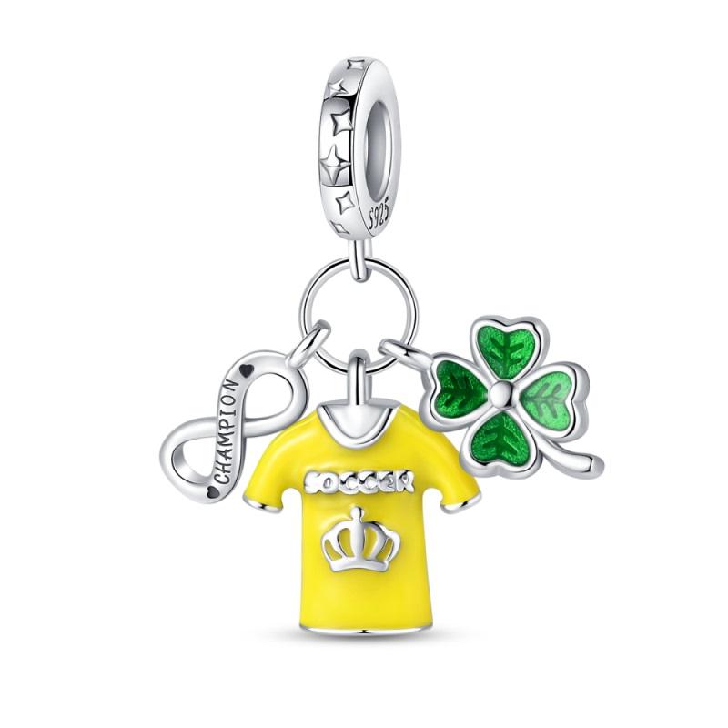 925 Silver Football Jersey Sports Pendant Trophy Charm Beads Fit 925 Original Bracelet DIY Birthday Jewelry