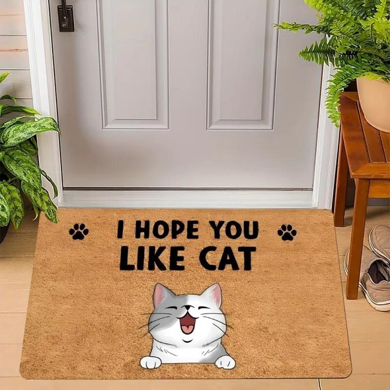 Cute Cats Print Welcome Doormat Non-Slip Machine Washable Carpet for Living Room Bedroom Bathroom Kitchen and Laundry Rug