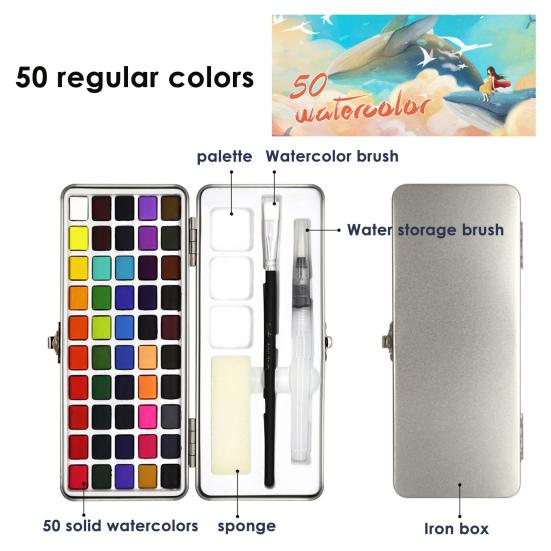 1 Set Solid Watercolor Set Solid Concentration 50/72/90 Colors DIY Portable Artist