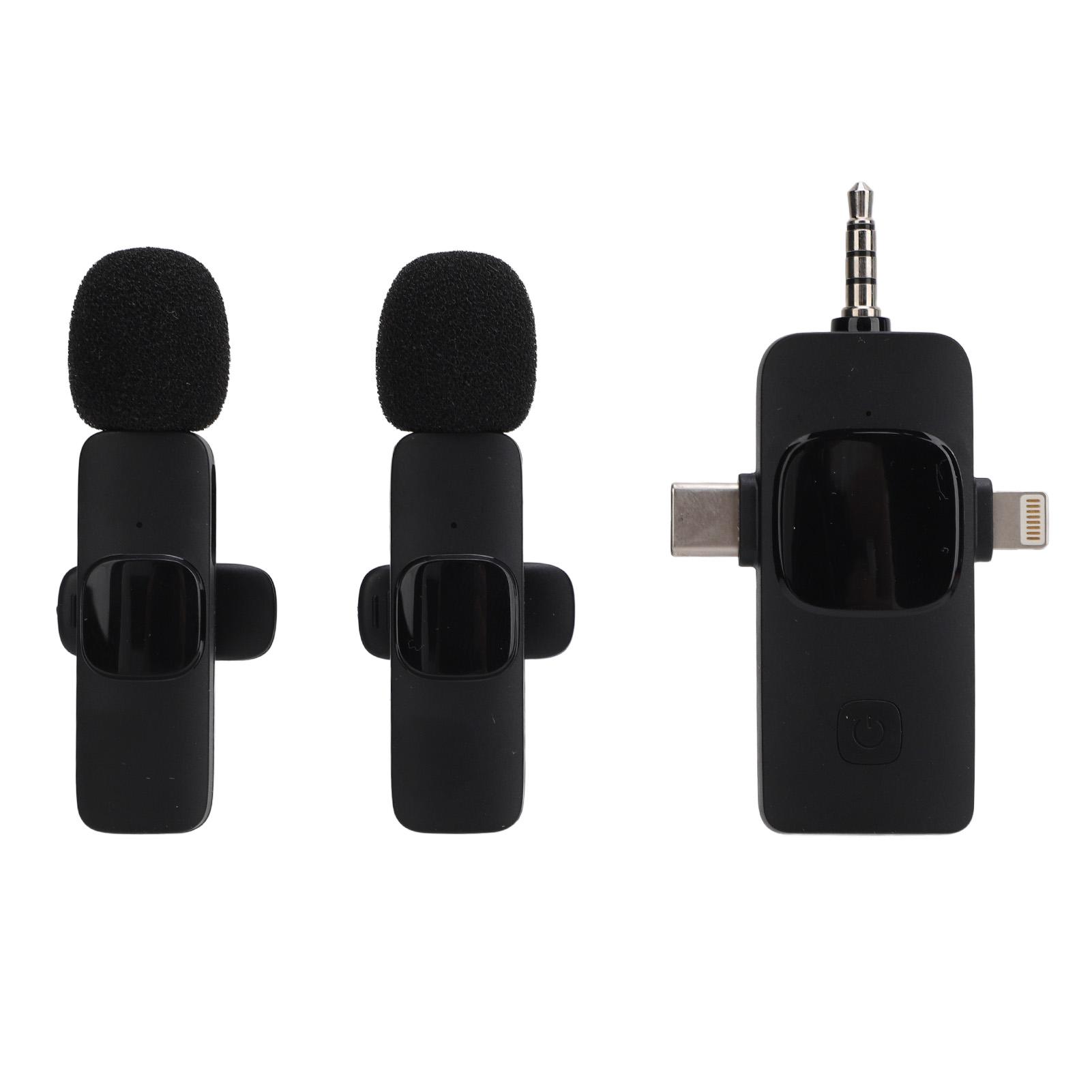 

2 шт. беспроводных петличных микрофонов 3 в 1 2,4 ГГц с шумоподавлением, мини-микрофон-клипса на лацкан