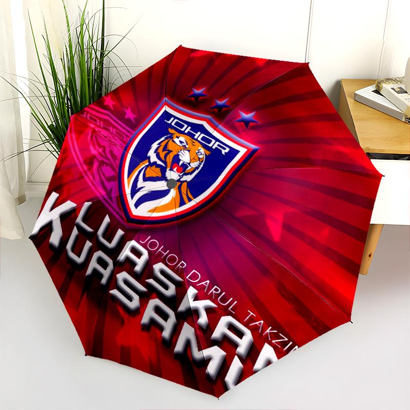 Johor Darul Ta'zim FC  Pattern, Automatic Folding Umbrella, Portable and Foldable Design, 8 Ribs, a Christmas or Birthday Gift.