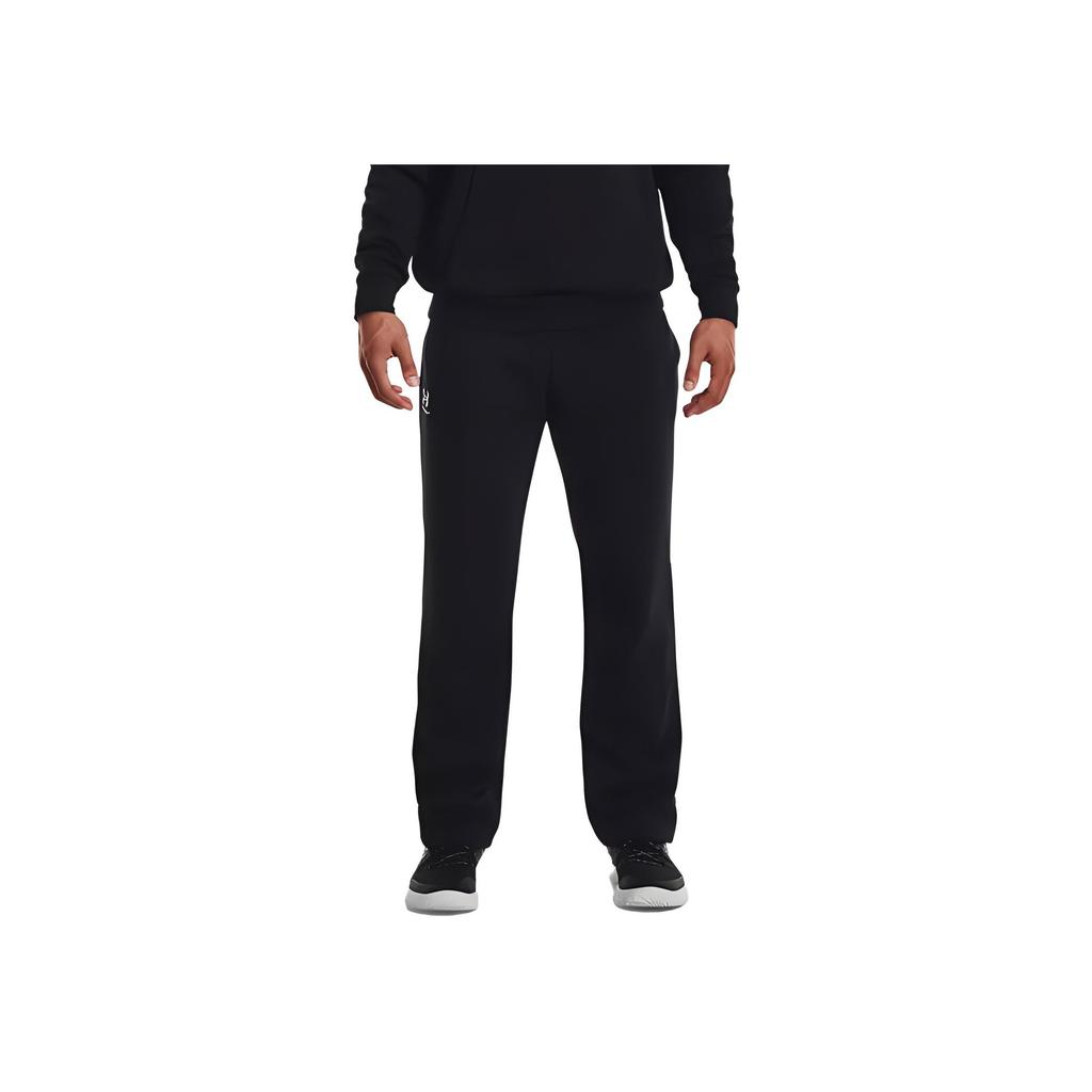 Under Armour Essential Fleece Pants With Drawstring And Mid Waist In Straight Knit Men Bottoms Black 1384034-001