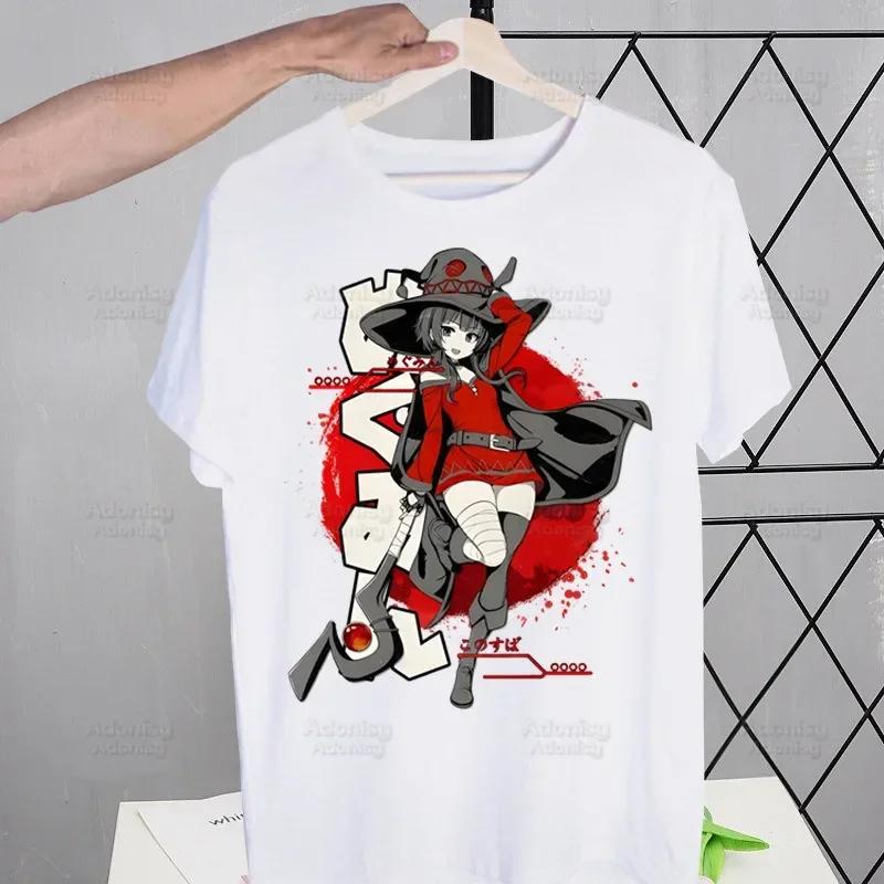 KonoSuba Megumin Kono Subarashii Kazuma Tshirts Men Shirt Harajaku Mens Clothing Summer Streetwear Casual Tee Short Sleeve Tops