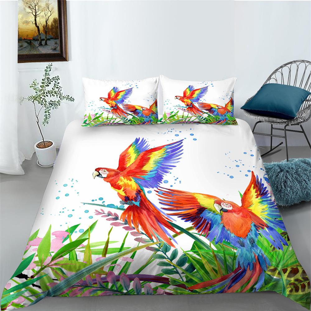 Home Bedclothes Decor Bed Quilt Cover Set Modern Bedspread 3D Birds Design Printing Microfiber Bedding Suit
