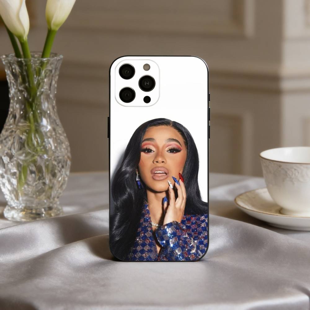 Confident C-Cardi B Singer Phone Case For iPhone 17pro,16,15,14,13,12,11 Plus,Pro Max,XS,Soft Silicone Black Cover