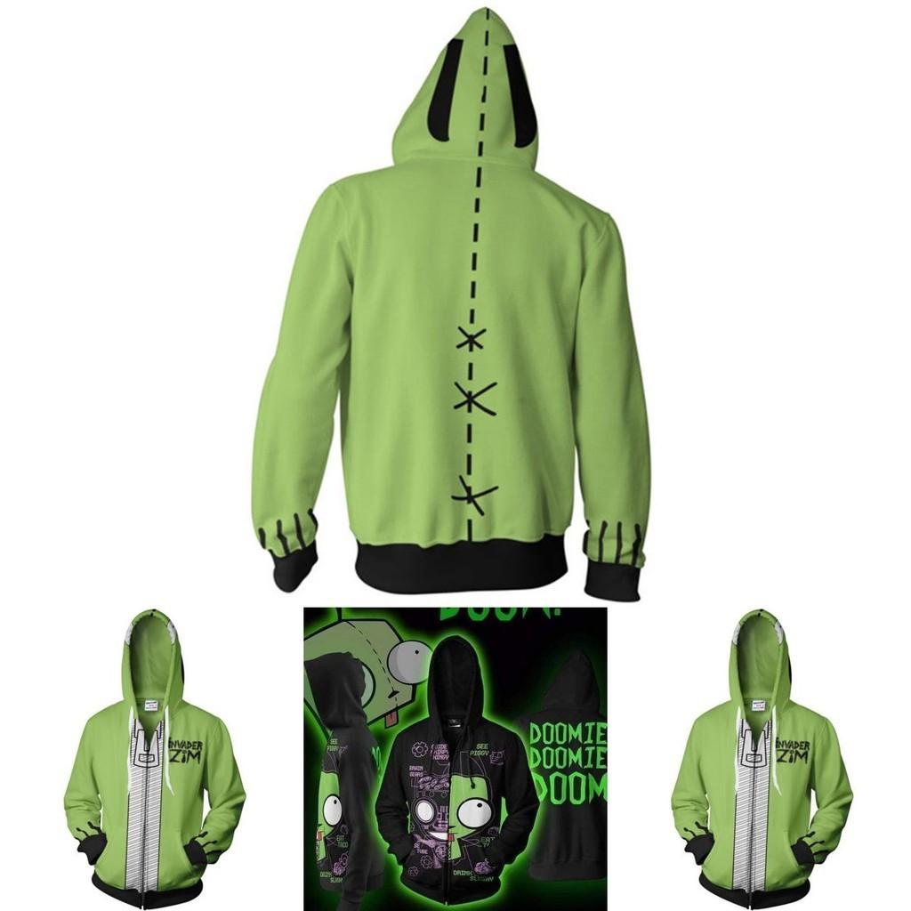 Invader Zim Costume Printed Men Zipper Hoodie Sweatshirt In Comfortable Soft Material