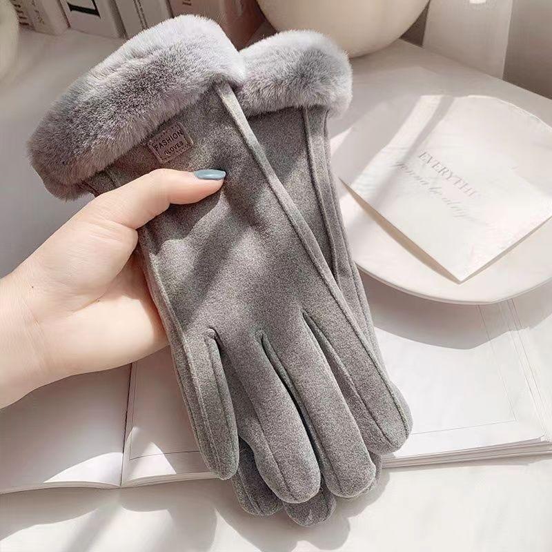 Gloves Suede Warm Gloves Windproof Outdoor Riding Driving Touch Screen