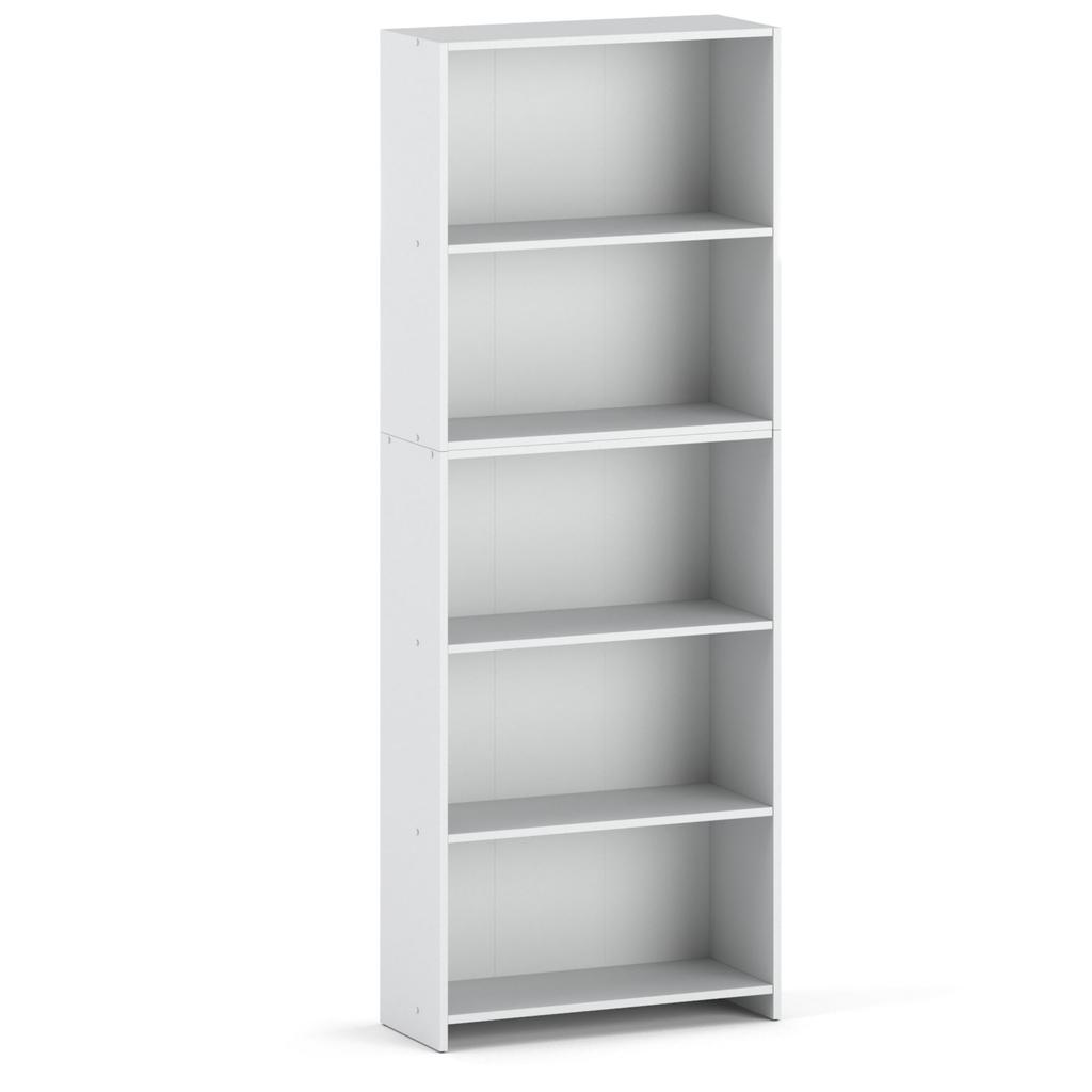 White Office Bookcase 70 CM with 5 Shelves Binders Toys Loft