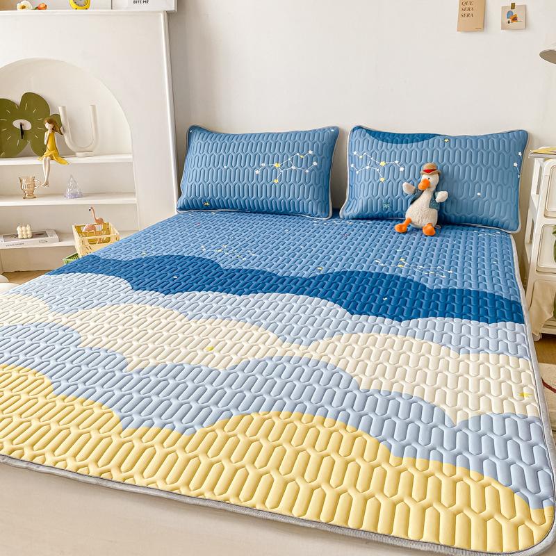 

Латексный летний коврик из трех предметов, летний коврик из ледяного шелка с принтом, летнее одеяло, моющийся складной прохладный коврик 90*200CM 2PCS