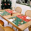 Festive Christmas Placemats With Santa And Snowflakes Red Green Checkered Design For Holiday Celebrations