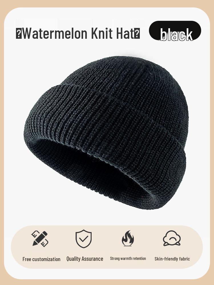 Benutzerdefinierte bestickte Herren- und Damen-Dicke Warme Strickmütze - Einfarbig, Herbst/Winter-Hut