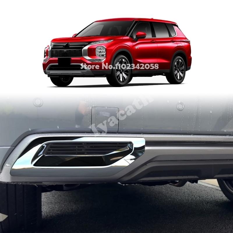 Für Mitsubishi Outlander 2025 2026 ABS Chrom Schwarz Hinterer Stoßfänger Nebelschlussleuchte Lampen-Zierrahmen Auspuffrohr Luftauslass-Zierleiste