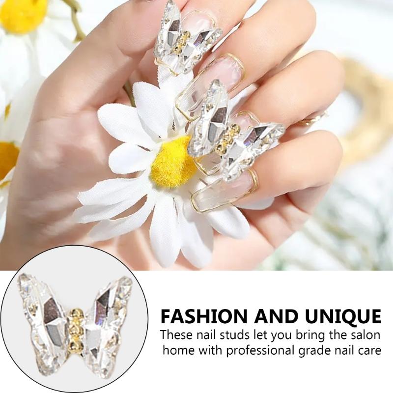 1Bag Butterfly Nail Charms Eye Catching Decorations with Rhinestones DIY Project Clothing Embellishment