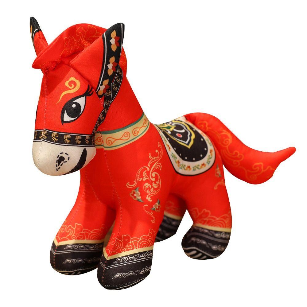 Cozy Embroidery Fabrics Good Luck Pony Doll Horse Mascot Plush Toy Home Decor