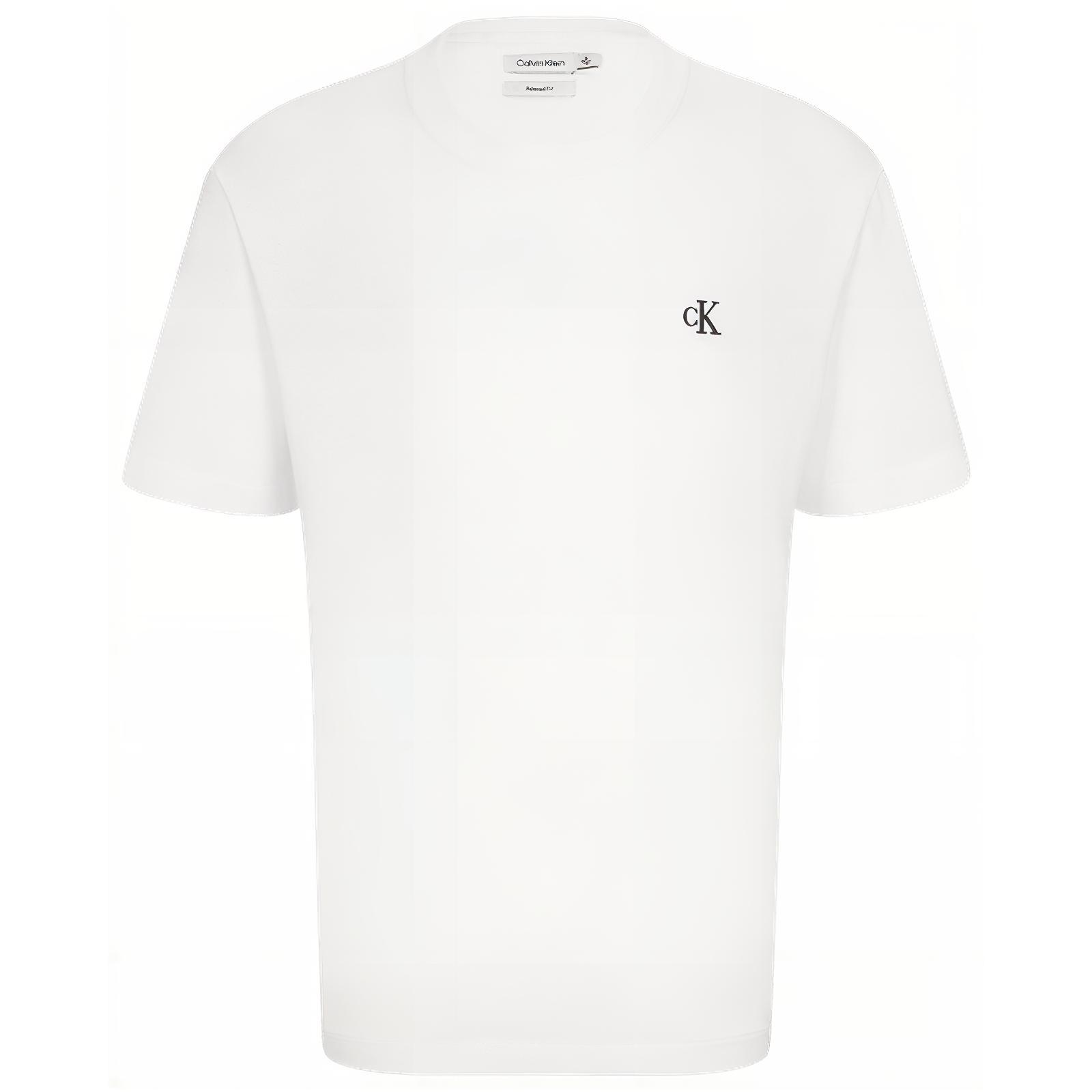 

Calvin Klein Хлопковая оверсайз-футболка с вышитым логотипом и заниженными плечами, мужские топы белого цвета 40HM229-YAA XL