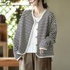 Cotton Jacket Women Summer Long Sleeve Striped Women's Dress Comfortable Stretchy Loose Short Jacket Women