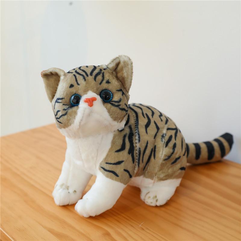 Adorable Plush Gray Cat Toy Realistic Short-haired Stuffed Animal Doll For Kids