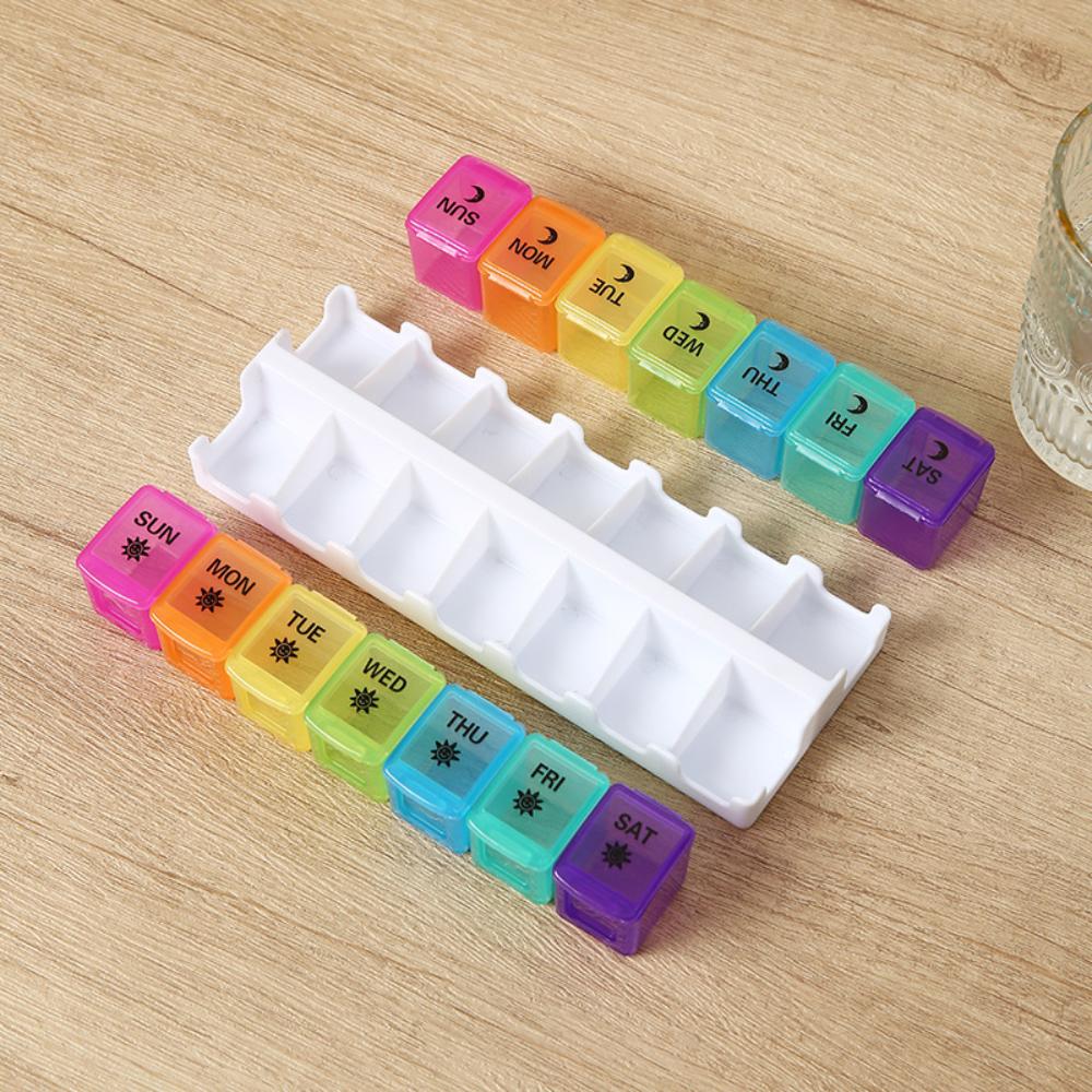 New Hot Weekly Large 14 Grids Pill Case Box Removable Storage Box for 7 Days A Week, Pill Dispenser, Medicine,Vitamins,fish Oils