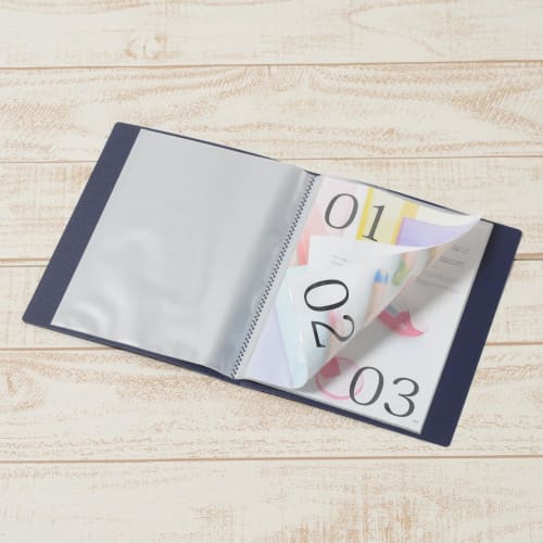 Plus File Clear File Super Economy A5 Vertical 20 Pockets FC-142EL Navy 5 Book Set