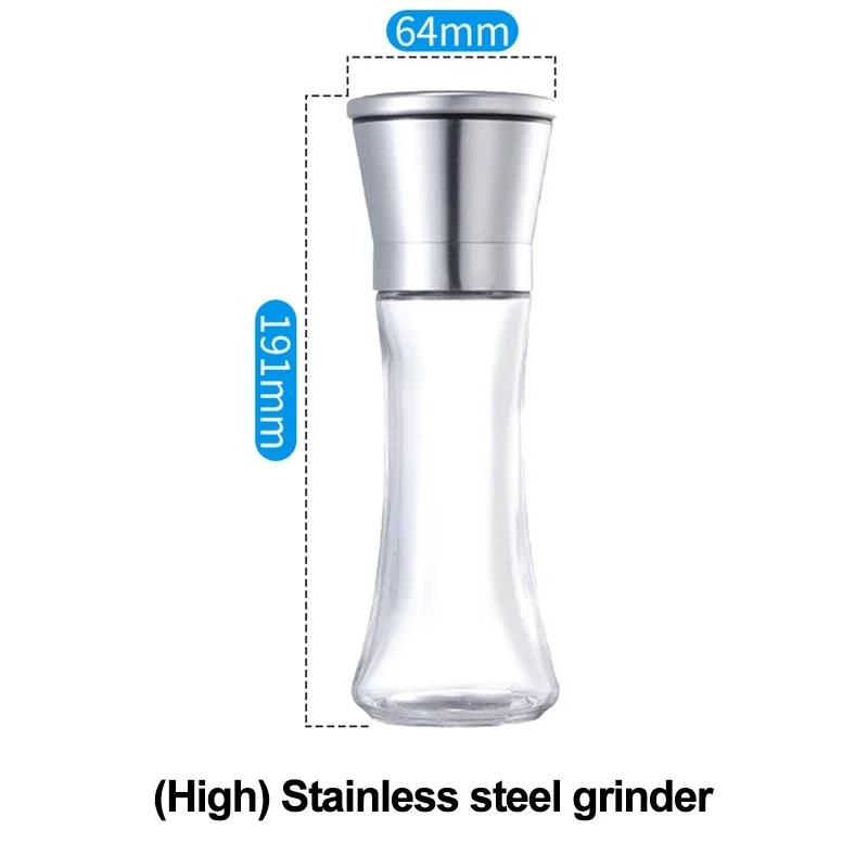 Stainless Steel Salt and Pepper Mill Manual Food Herb Grinders Spice Jar Containers Kitchen Gadgets Spice Bottles Glass