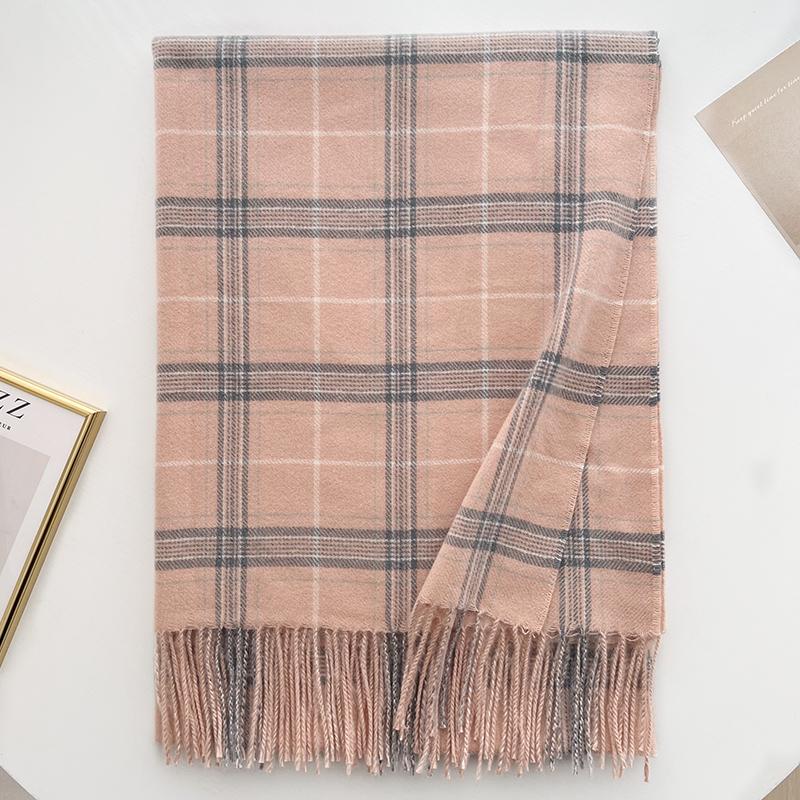 New plaid scarf girls autumn and winter imitation cashmere Korean version versatile student scarf gentle elegant fashion shawl