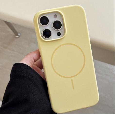 Applicable To Iphone16pro Fine Ring Magnetic Suction Liquid Silicone Mobile Phone Case Apple 17AIR Anti-drop Solid Color Protective Case