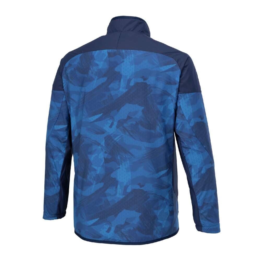 Mizuno Breath Thermo Warmer Training Pageant Blue Jacket, Moisture-Wicking, Water-Repellent, Windproof, Brushed, 32MEB541, Men's,
