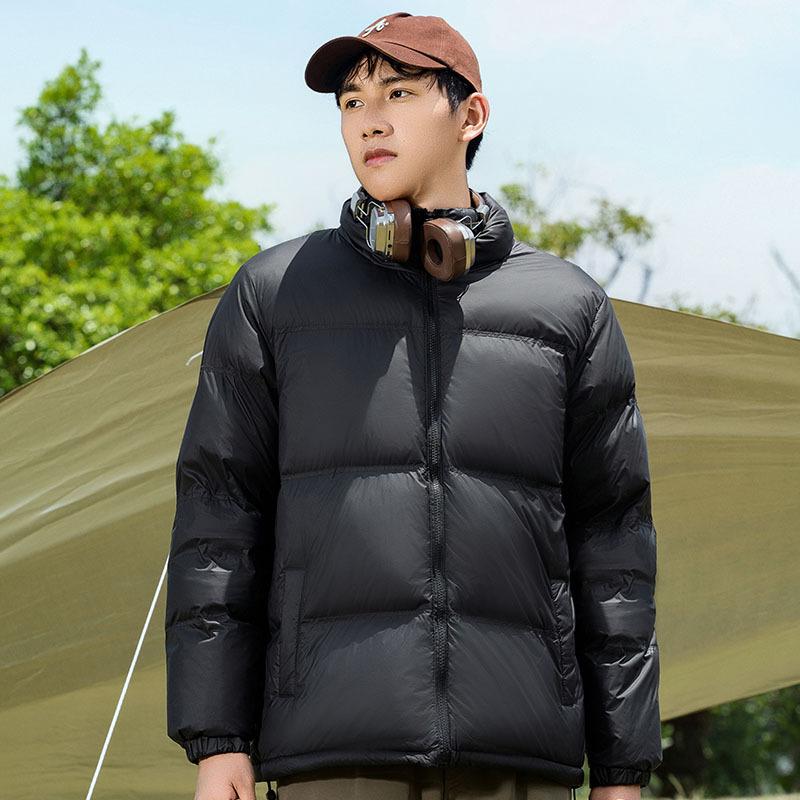 

Зимняя новая пуховая куртка мужская модная повседневная со стойкой воротником из белого утиного пуха мужская и женская парная однотонная куртка-пуховик M