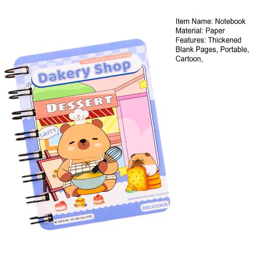 2 Stuks Capybara Mini Spiraal Notitieboekjes A7 3,2 x 4,1 Inch Notitieboekjes 80 Blanco Pagina's Journal Draagbaar Schattig Memo Blokjes voor School Kinderen Studenten Cadeaus