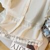 Premium versatile lace splicing short-sleeved top women's 2025 summer new solid color short-sleeved shirt