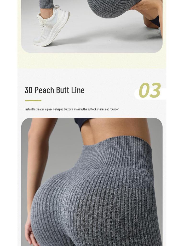 Europeiska & Amerikanska Högmidjade Randiga Yoga Byxor med Magekontroll - Dam Fitness & Löpning Leggings