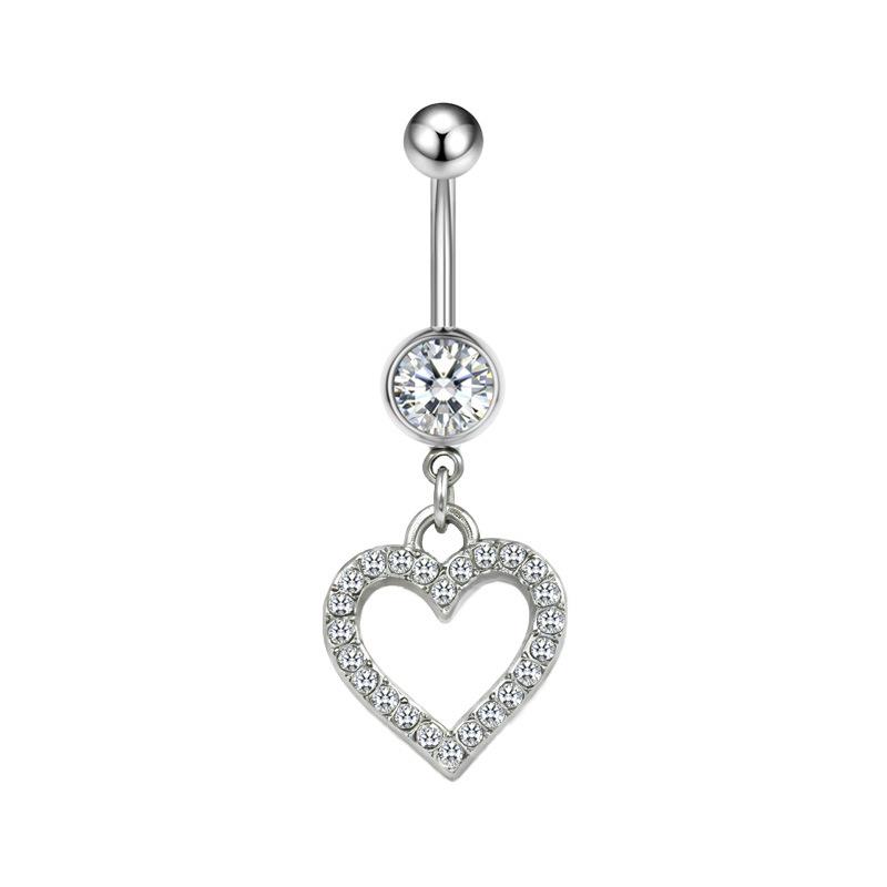 Simple Fashion Zircon Navel Ring Lady's Personalized Piercing Jewelry Heart Shaped Belly Button Ring Accessories